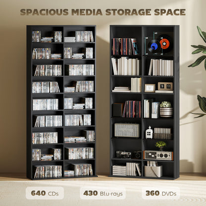 9-Tier Media Shelf 18 Compartments Adjustable
