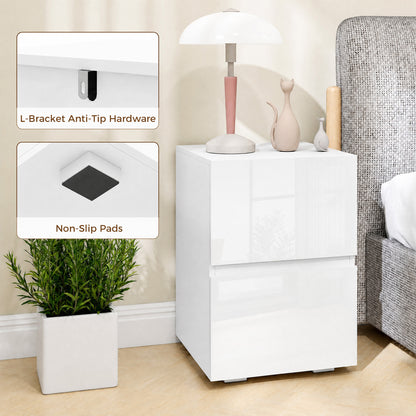 Modern Nightstand 2-Drawer Bedside Table — Set of 2