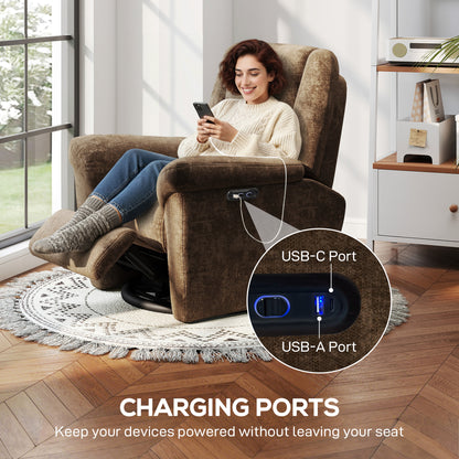 Power Reclining Swivel Glider Chair with Chenille Upholstery