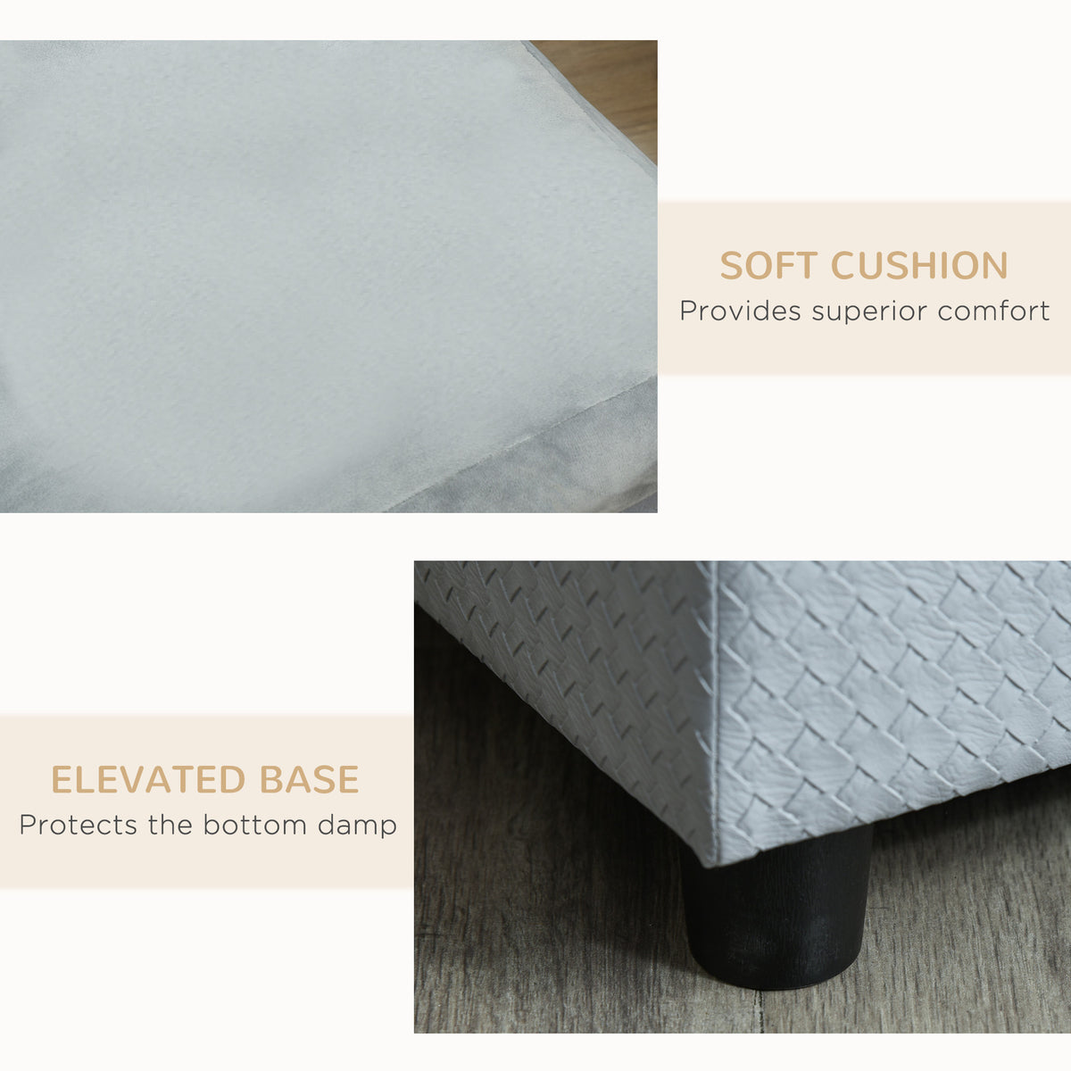 Pet sofa with storage natural wood