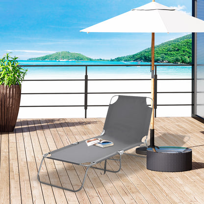 Folding Outdoor Lounge Chair with Adjustable Backrest