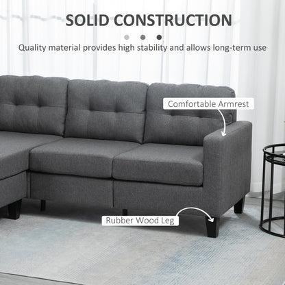 3-Seater L-Shaped Sofa with Ottoman — Dark