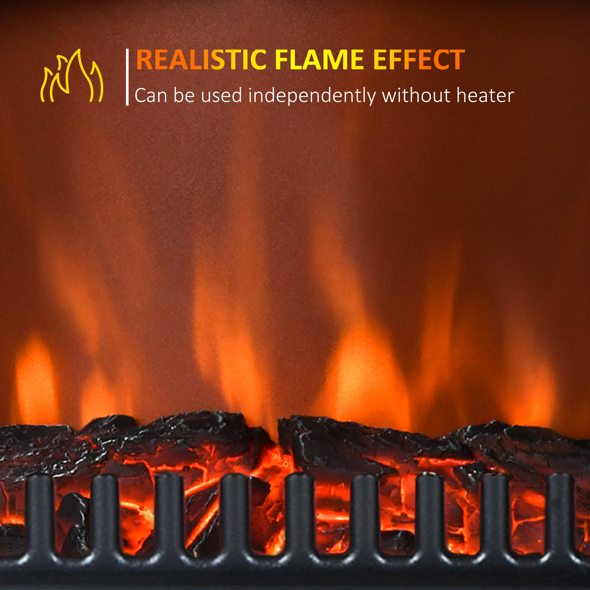 Freestanding Electric Fireplace Wood Flame Effect 750/1500W