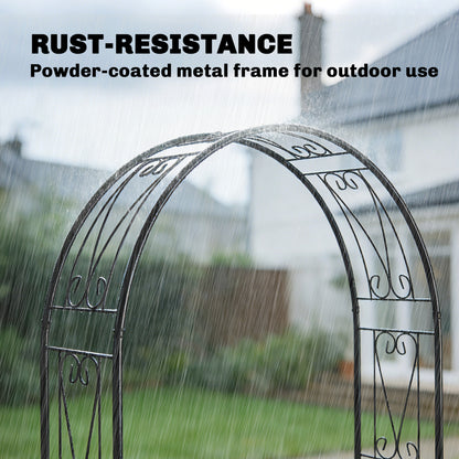 8ft Garden Arch - Black Trellis for Climbing Plants