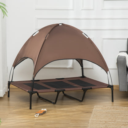 Elevated dog bed with canopy