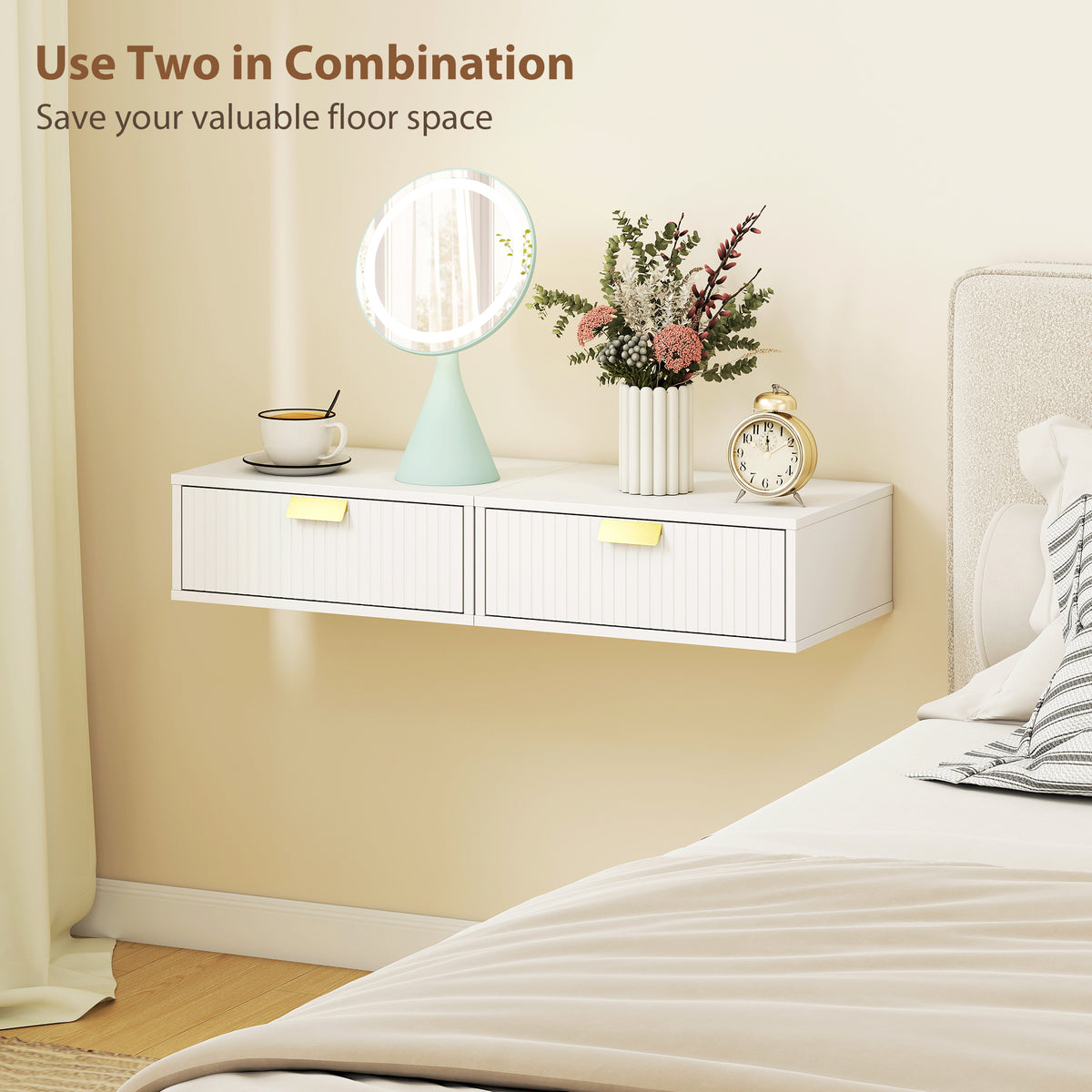Modern floating bedside tables — Set of 2