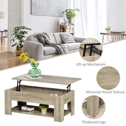 Lift Top Coffee Table with Hidden Storage and Open Shelf