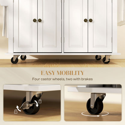 Rolling kitchen island with storage and wood top