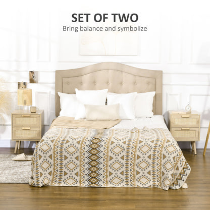 Nightstand Set Boho Design 2 Drawers Set