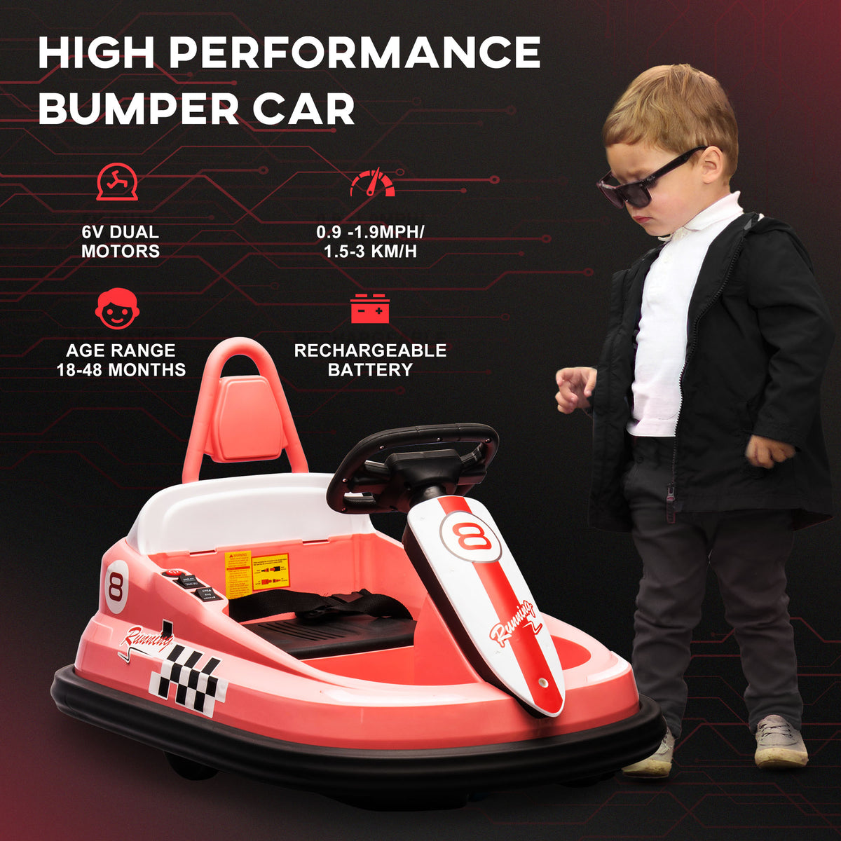 Electric Bumper Car for Toddlers 6V 360° Spin