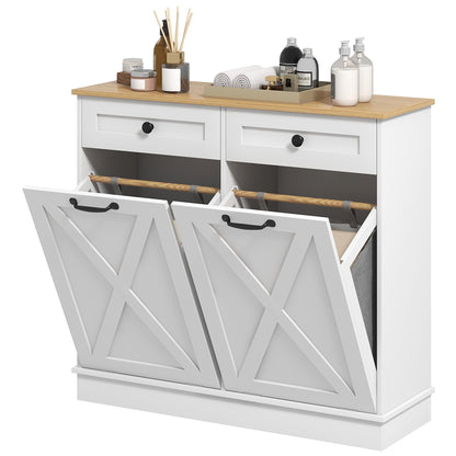 Tilt out laundry cabinet with drawers