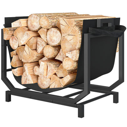 Foldable Firewood Rack for Fireplace with Log Carrier