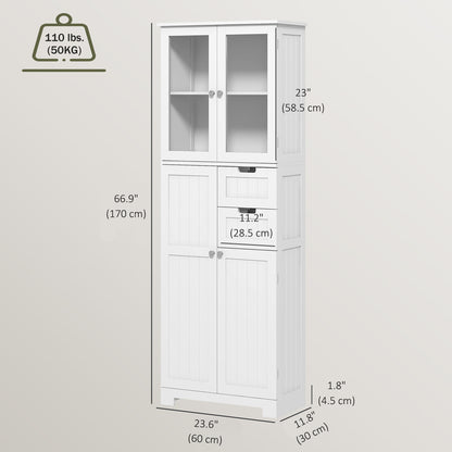 Tall freestanding bathroom storage cabinet adjustable shelves