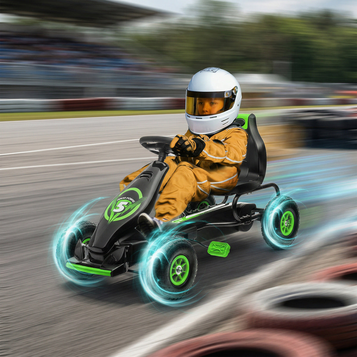 Kids Pedal Go Kart - Steel Frame with Hand Brake System