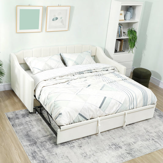 Cama nido acolchada extensible de cama individual a cama matrimonial