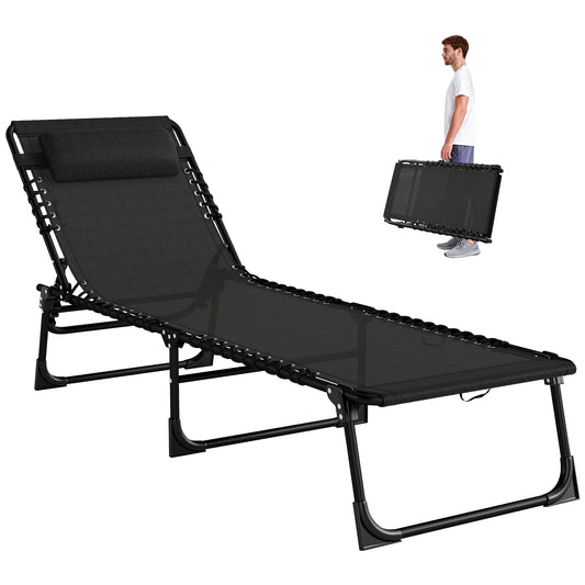 Folding lounge chair adjustable 4 positions with headrest