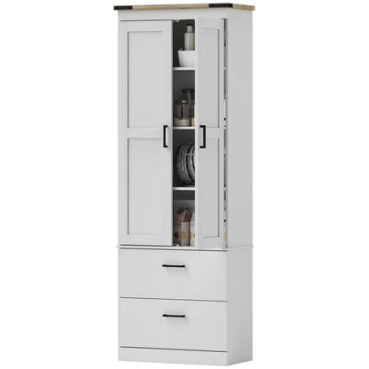 Tall Kitchen Pantry Cabinet 4-Tier with Drawers