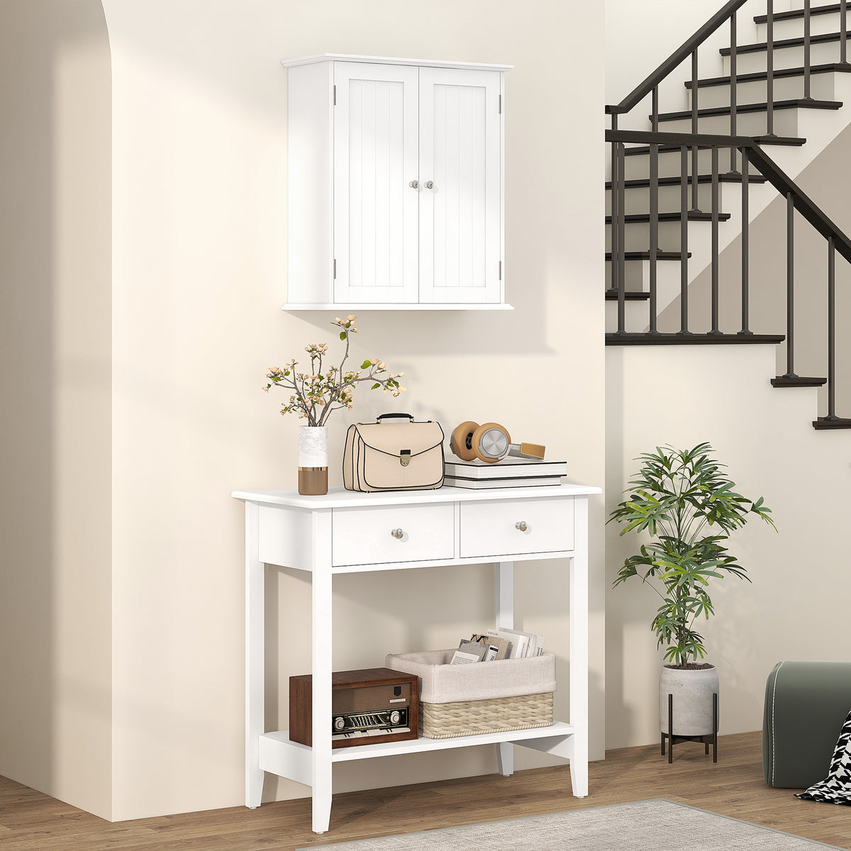 Bathroom Wall Cabinet 2 Doors Adjustable Shelf