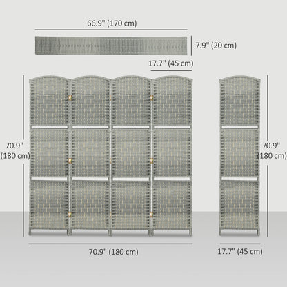 Room divider privacy screen with pine shelves