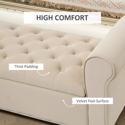 Tufted Storage Bench with Rolled Arms
