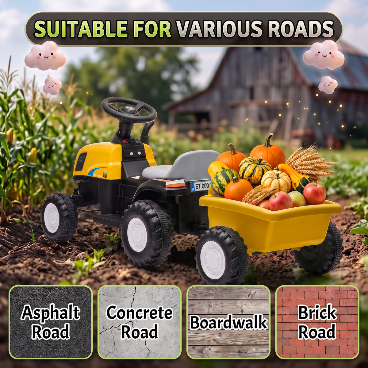 Kids Electric Ride On Tractor with Trailer