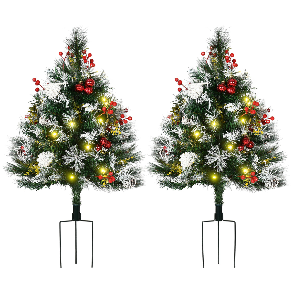 Pre-Lit Artificial Christmas Tree 2.5 ft — Set of 2