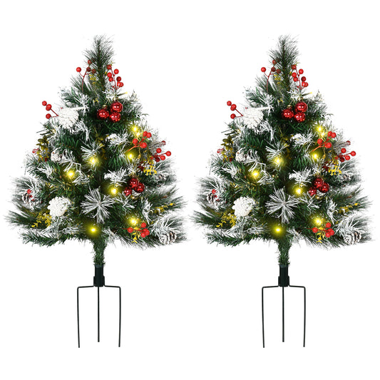 Pinos de Navidad artificiales preiluminados de 60 cm — lote de 2