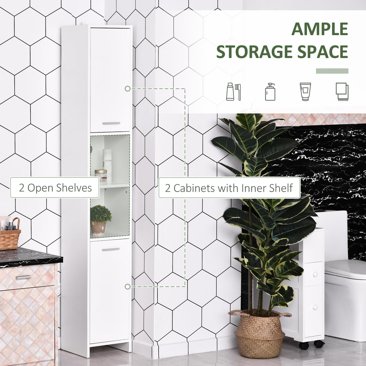 Mueble de baño alto y estrecho de madera