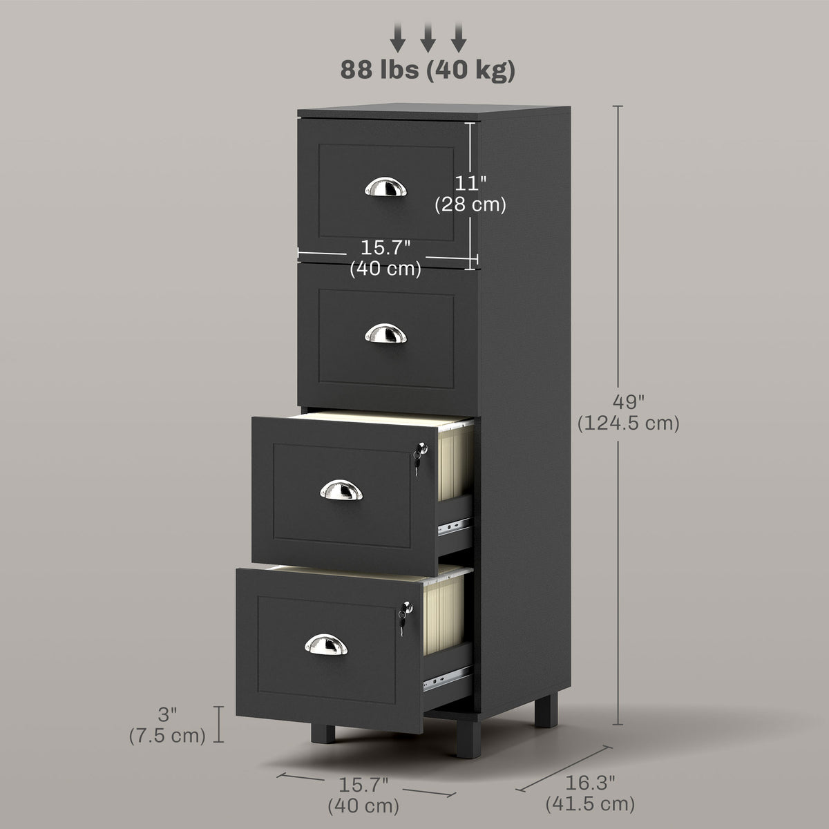 4-drawer office file cabinet with lock
