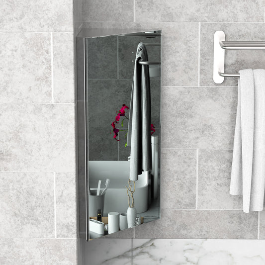 Wall mounted stainless steel bathroom corner mirror cabinet