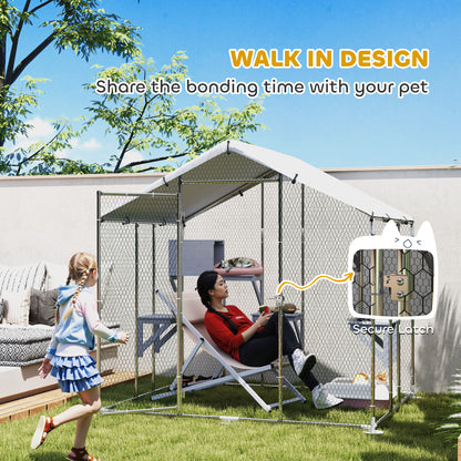 Gran recinto exterior de metal para gatos con refugio impermeable