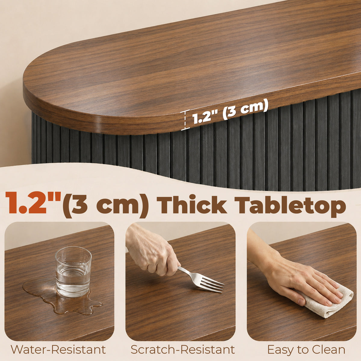 Fluted Sliding Door Sideboard Cabinet 55 in