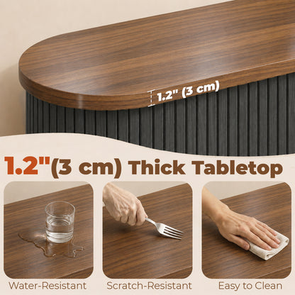 Fluted Sliding Door Sideboard Cabinet 55 in