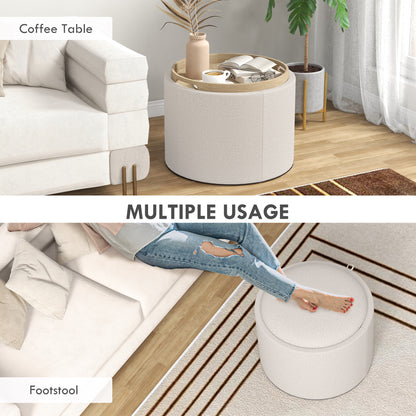 Round Coffee Table with Hidden Storage and Tray Top