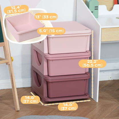 3-Tier Kids Toy Organizer with Plastic Drawers