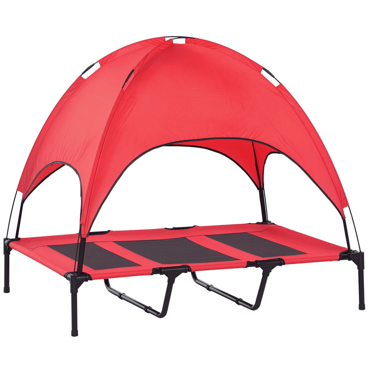 Elevated dog bed with canopy