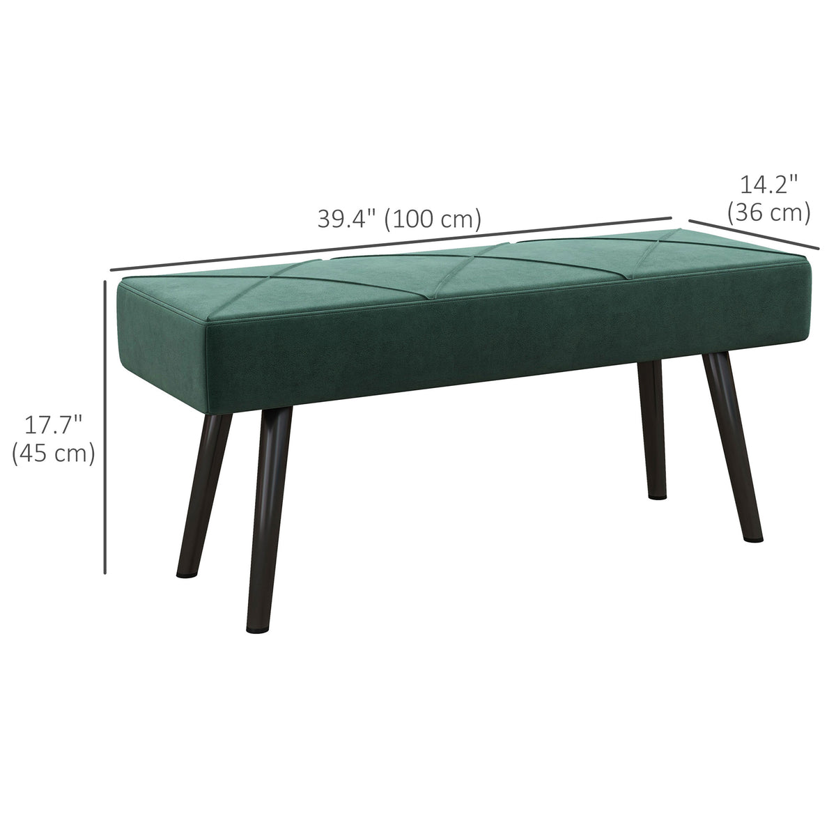 Upholstered Velvet Bedroom Bench — Steel Legs