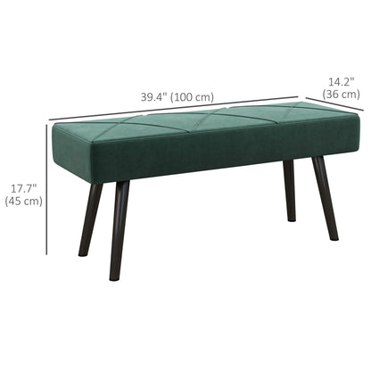 Upholstered Velvet Bedroom Bench — Steel Legs