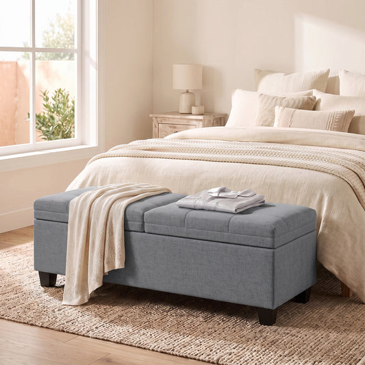 Tufted Storage Bench with Dual Lids