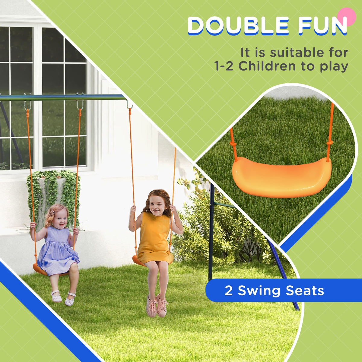 Kids outdoor swing set