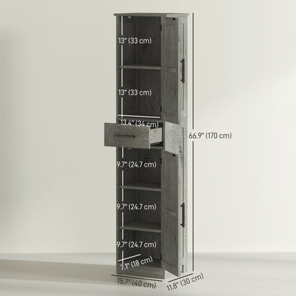 Tall Bathroom Cabinet Barn Doors Drawer Adjustable Shelves
