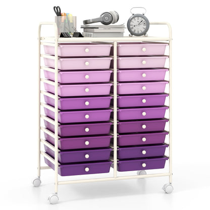 Rolling Storage Cart with 20 Drawers in 2 Rows