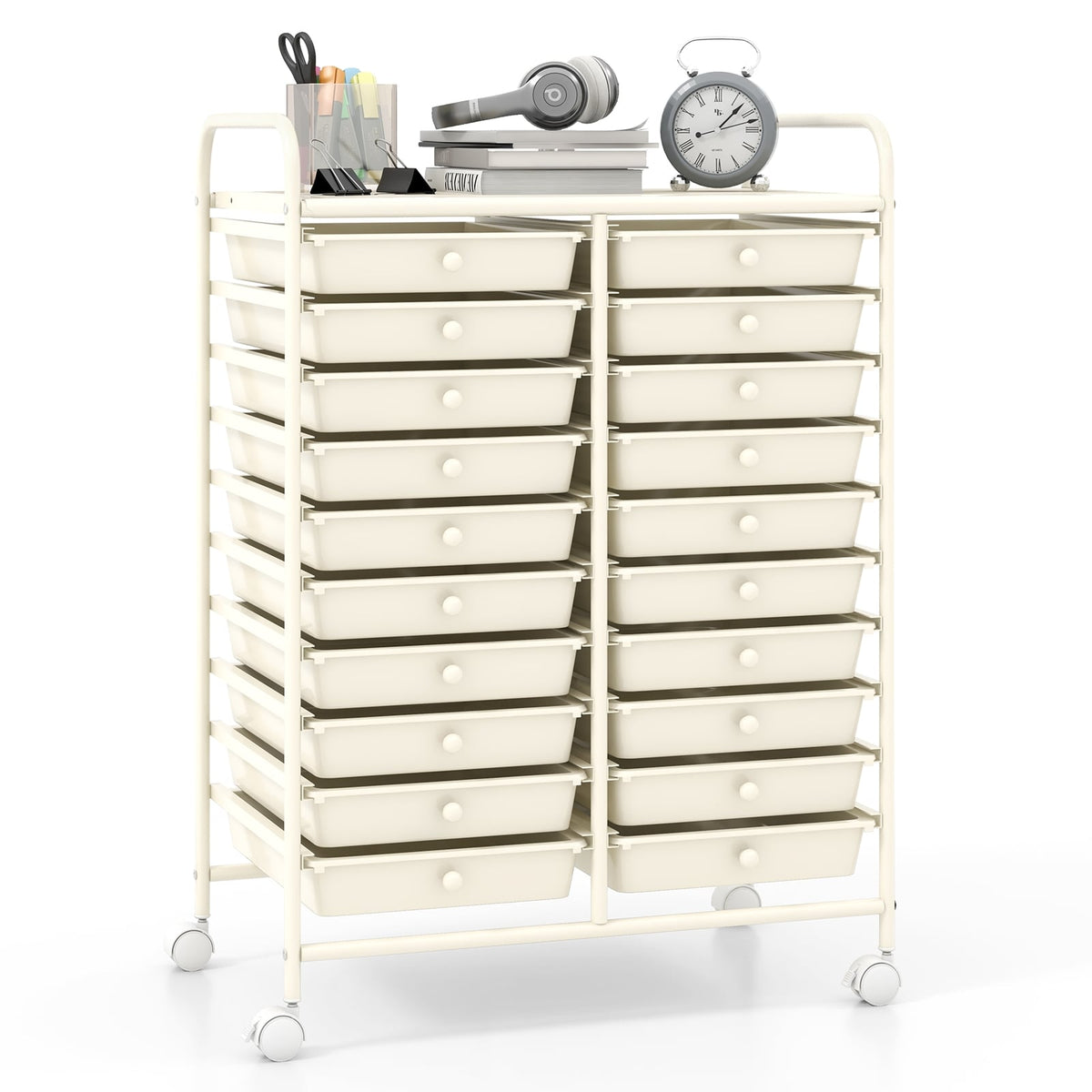 Rolling Storage Cart with 20 Drawers in 2 Rows