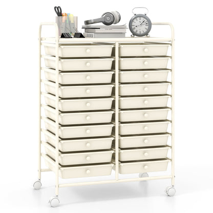 Rolling Storage Cart with 20 Drawers in 2 Rows
