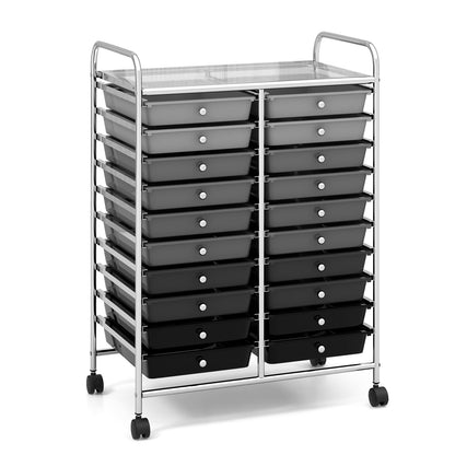 Rolling Storage Cart with 20 Drawers in 2 Rows