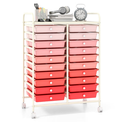 Rolling Storage Cart with 20 Drawers in 2 Rows