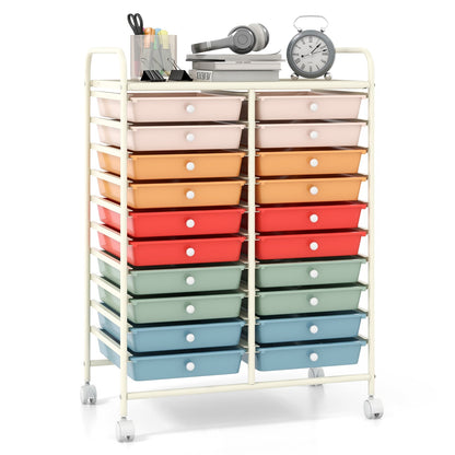 Rolling Storage Cart with 20 Drawers in 2 Rows