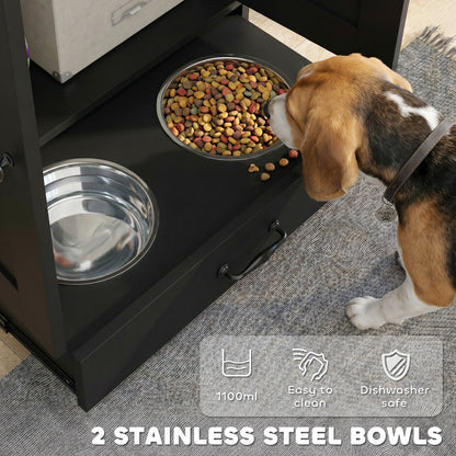 Dog Feeding Station with Adjustable Storage