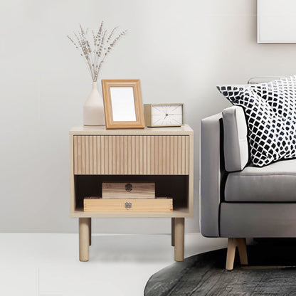 Nightstands with drawer and shelf set of 2