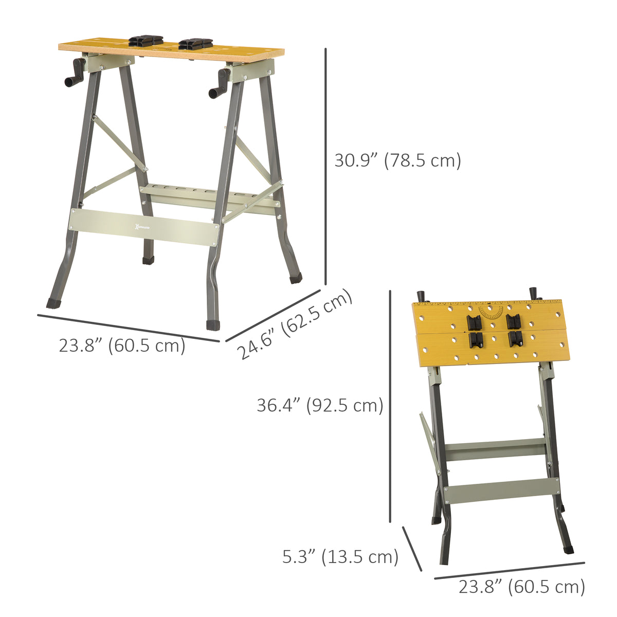 Foldable Work Bench 100 kg Capacity with 4 Adjustable Clamps